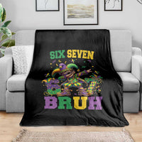 Funny 67 Mardi Gras Throw Blanket Six Seven Bruh Dabbing Jester
