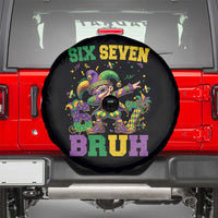 Funny 67 Mardi Gras Spare Tire Cover Six Seven Bruh Dabbing Jester