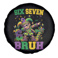Funny 67 Mardi Gras Spare Tire Cover Six Seven Bruh Dabbing Jester