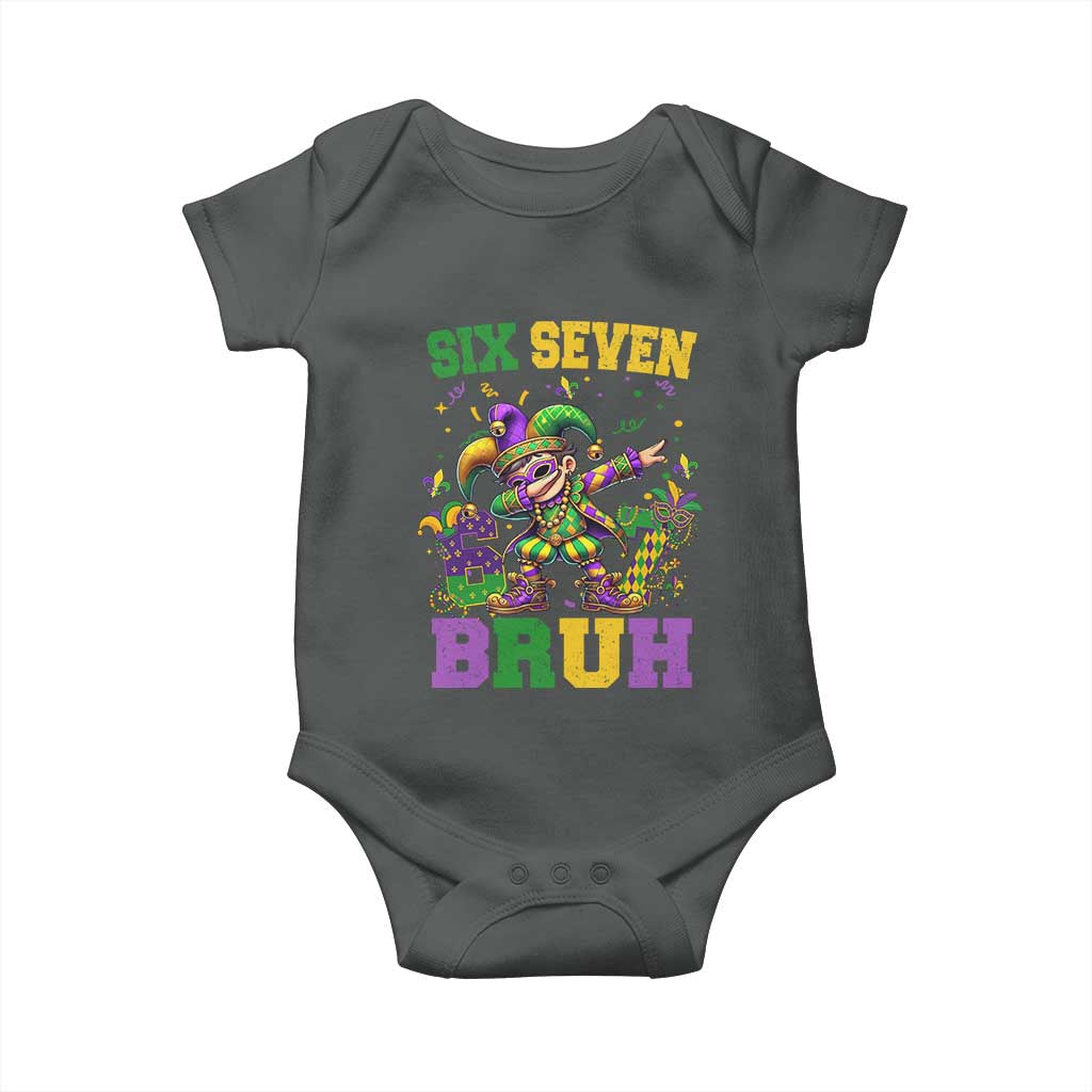 Funny 67 Mardi Gras Baby Onesie Six Seven Bruh Dabbing Jester
