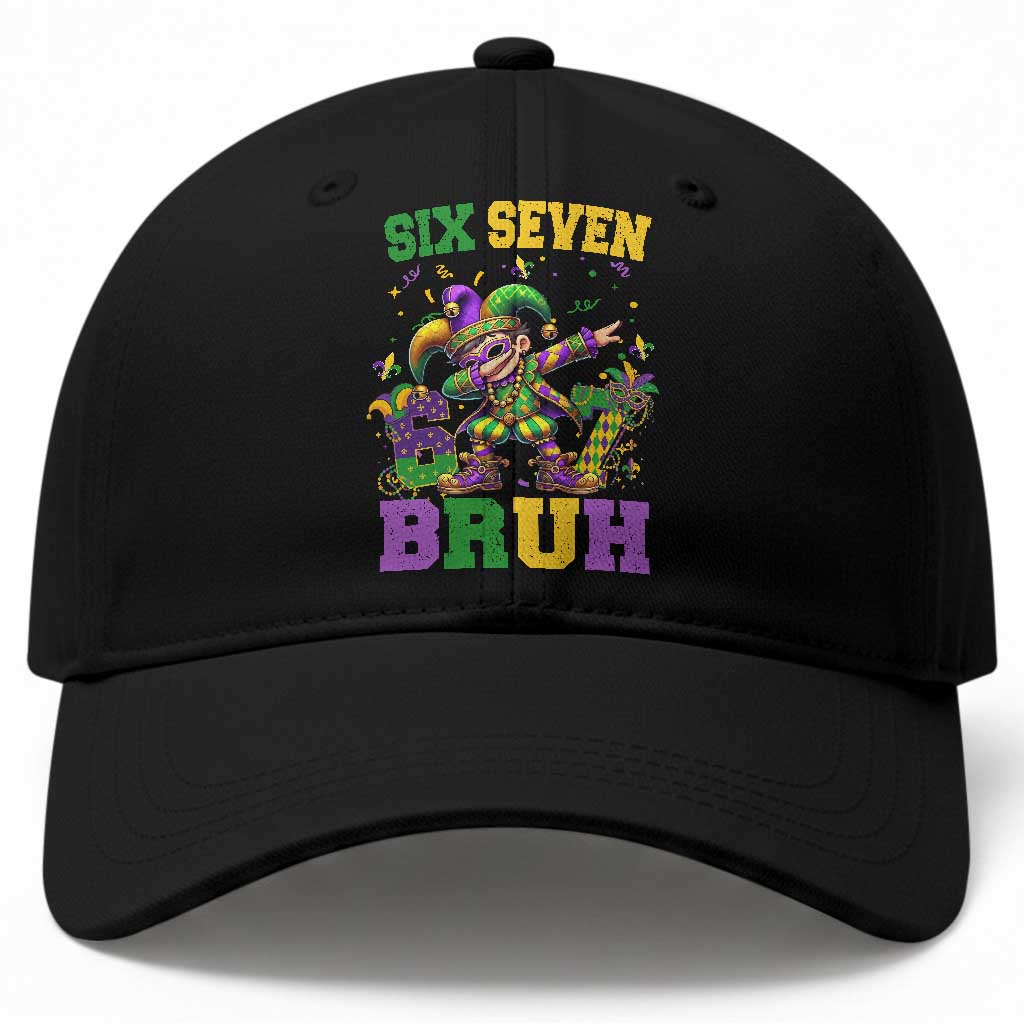 Funny 67 Mardi Gras Baseball Cap Six Seven Bruh Dabbing Jester