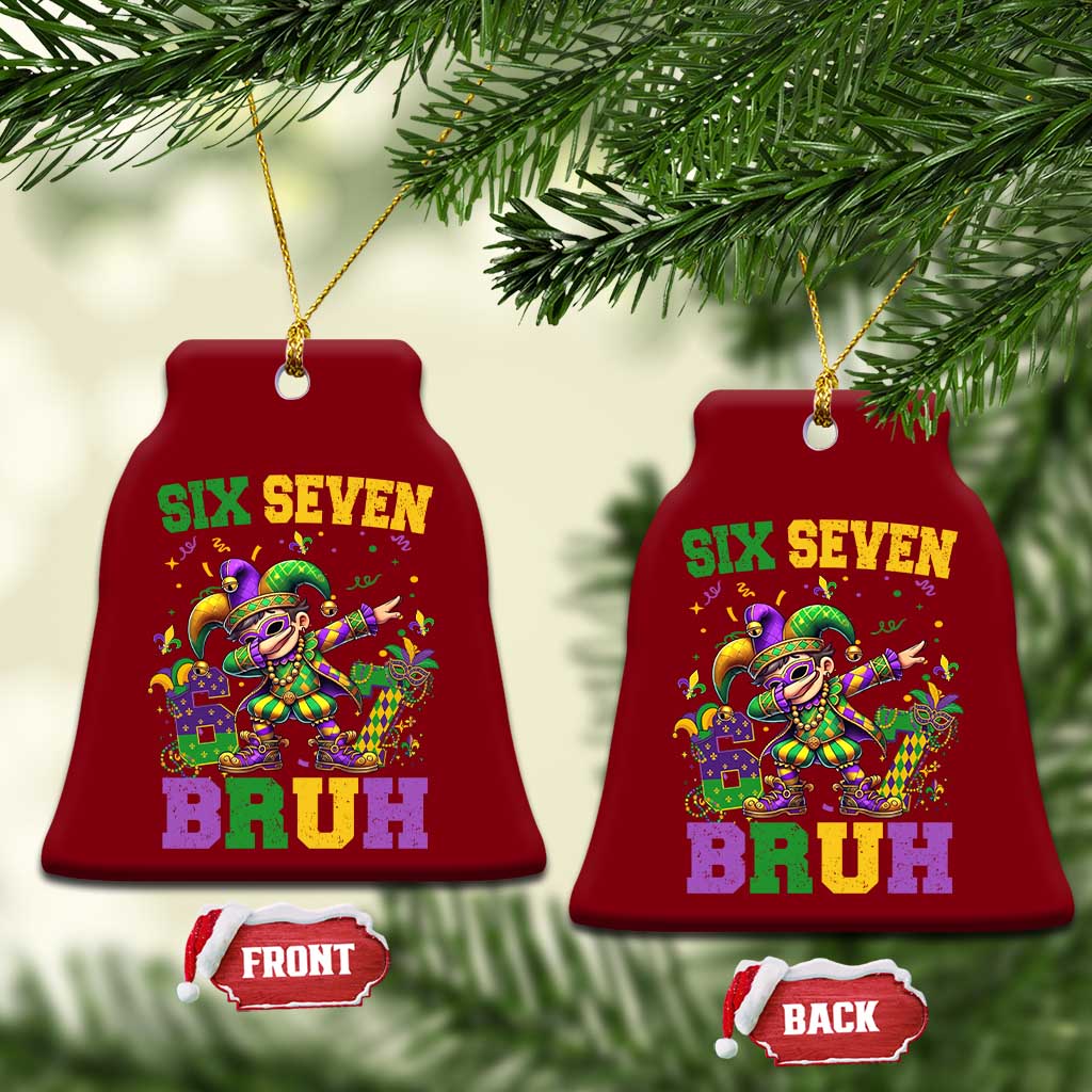 Funny 67 Mardi Gras Ceramic Ornament Six Seven Bruh Dabbing Jester