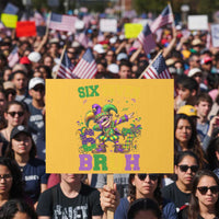 Funny 67 Mardi Gras Protest Sign Six Seven Bruh Dabbing Jester