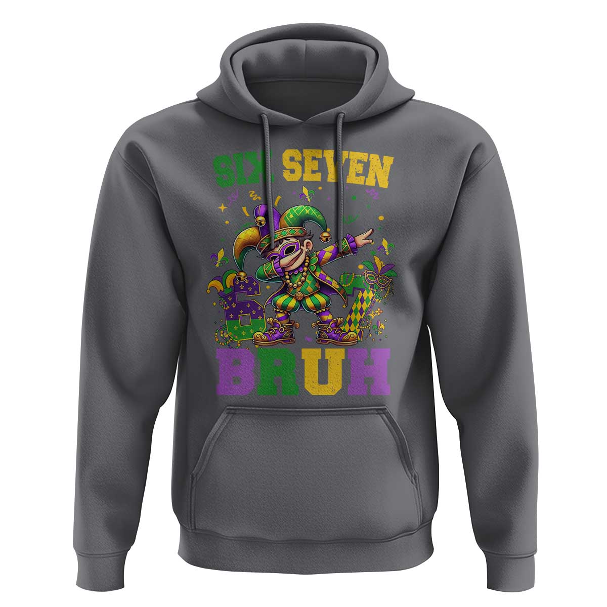 Funny 67 Mardi Gras Hoodie Six Seven Bruh Dabbing Jester
