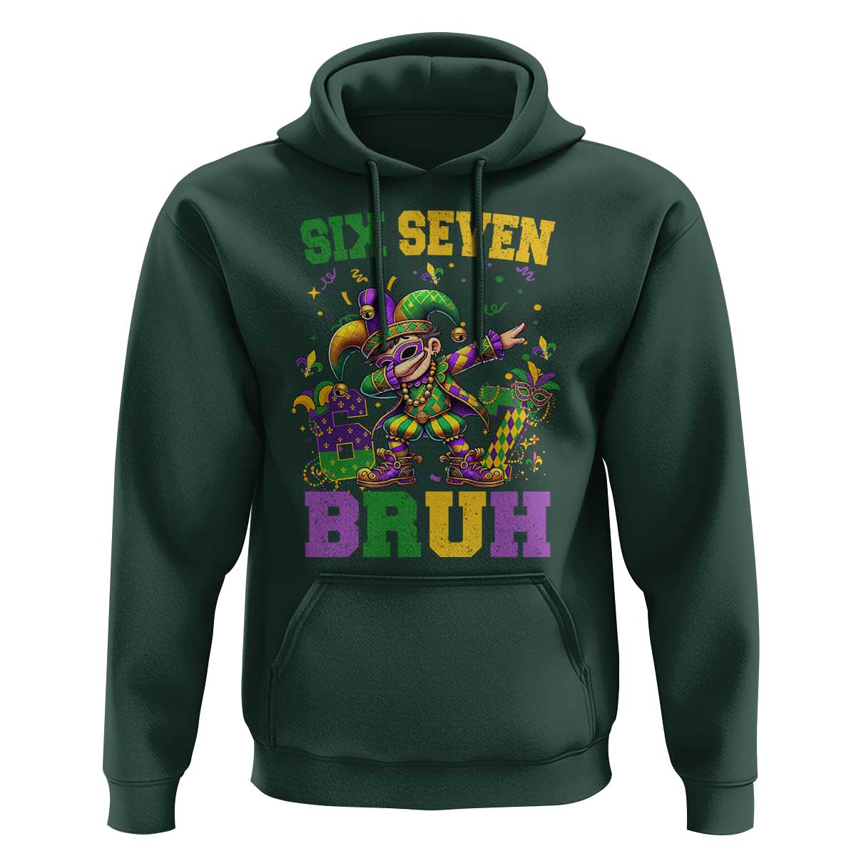 Funny 67 Mardi Gras Hoodie Six Seven Bruh Dabbing Jester