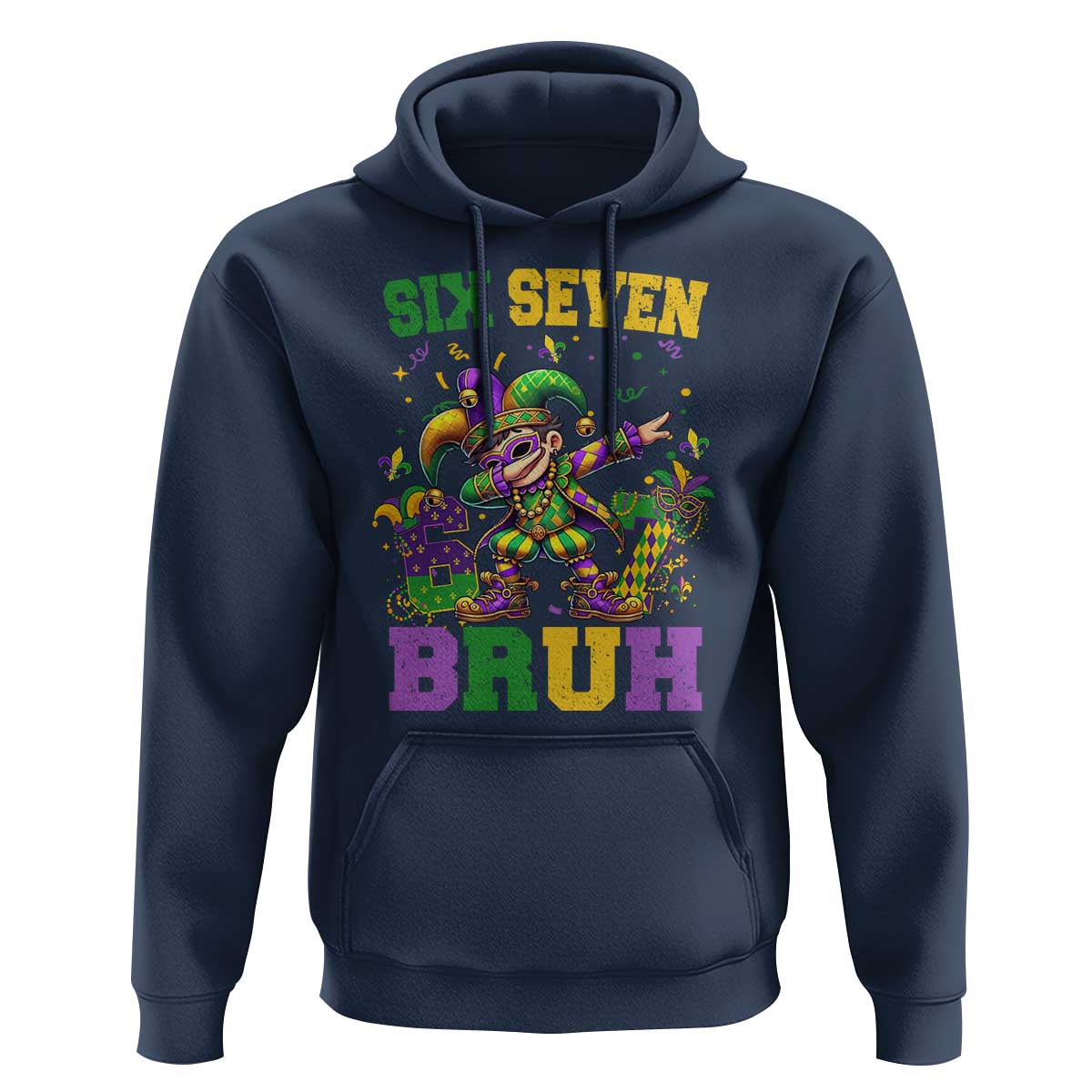 Funny 67 Mardi Gras Hoodie Six Seven Bruh Dabbing Jester