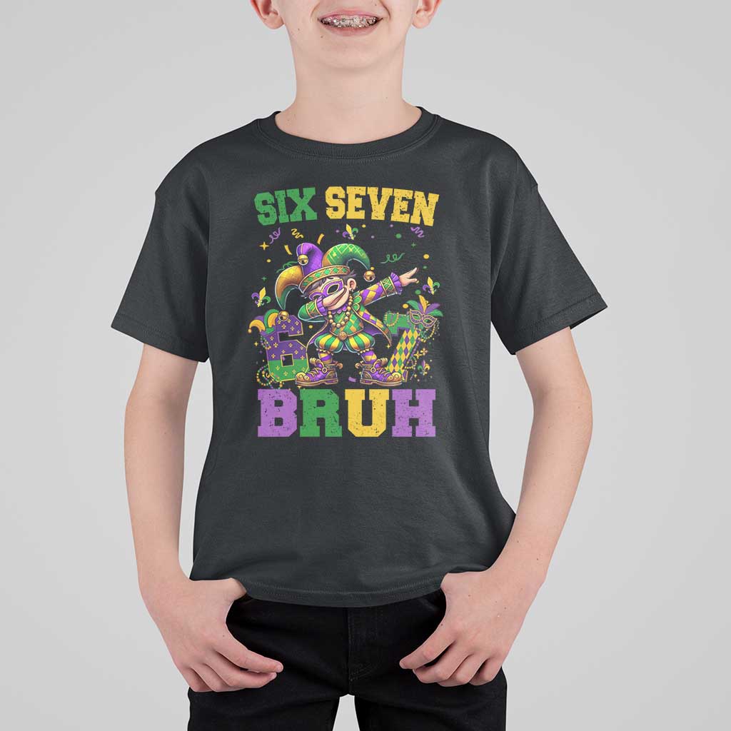 Funny 67 Mardi Gras T Shirt For Kid Six Seven Bruh Dabbing Jester
