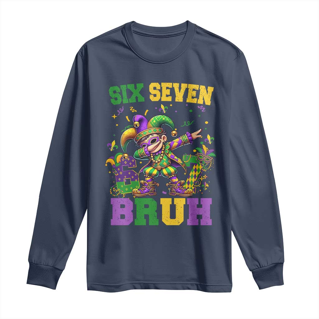 Funny 67 Mardi Gras Long Sleeve Shirt Six Seven Bruh Dabbing Jester