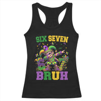 Funny 67 Mardi Gras Racerback Tank Top Six Seven Bruh Dabbing Jester