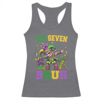 Funny 67 Mardi Gras Racerback Tank Top Six Seven Bruh Dabbing Jester