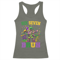Funny 67 Mardi Gras Racerback Tank Top Six Seven Bruh Dabbing Jester