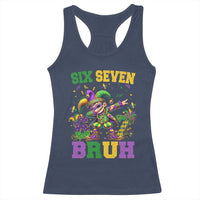 Funny 67 Mardi Gras Racerback Tank Top Six Seven Bruh Dabbing Jester