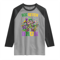Funny 67 Mardi Gras Raglan Shirt Six Seven Bruh Dabbing Jester