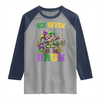 Funny 67 Mardi Gras Raglan Shirt Six Seven Bruh Dabbing Jester