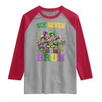 Funny 67 Mardi Gras Raglan Shirt Six Seven Bruh Dabbing Jester