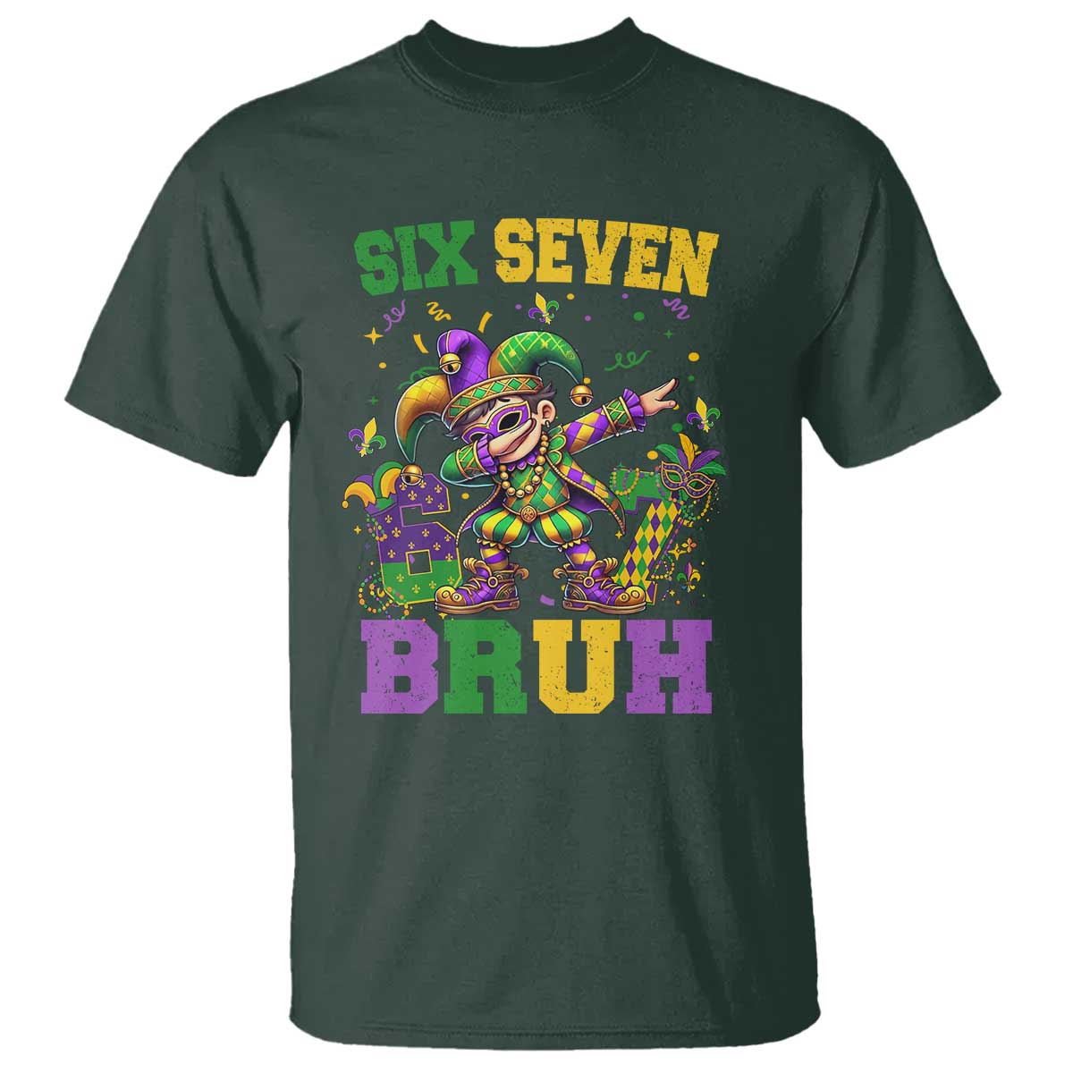 Funny 67 Mardi Gras T Shirt Six Seven Bruh Dabbing Jester