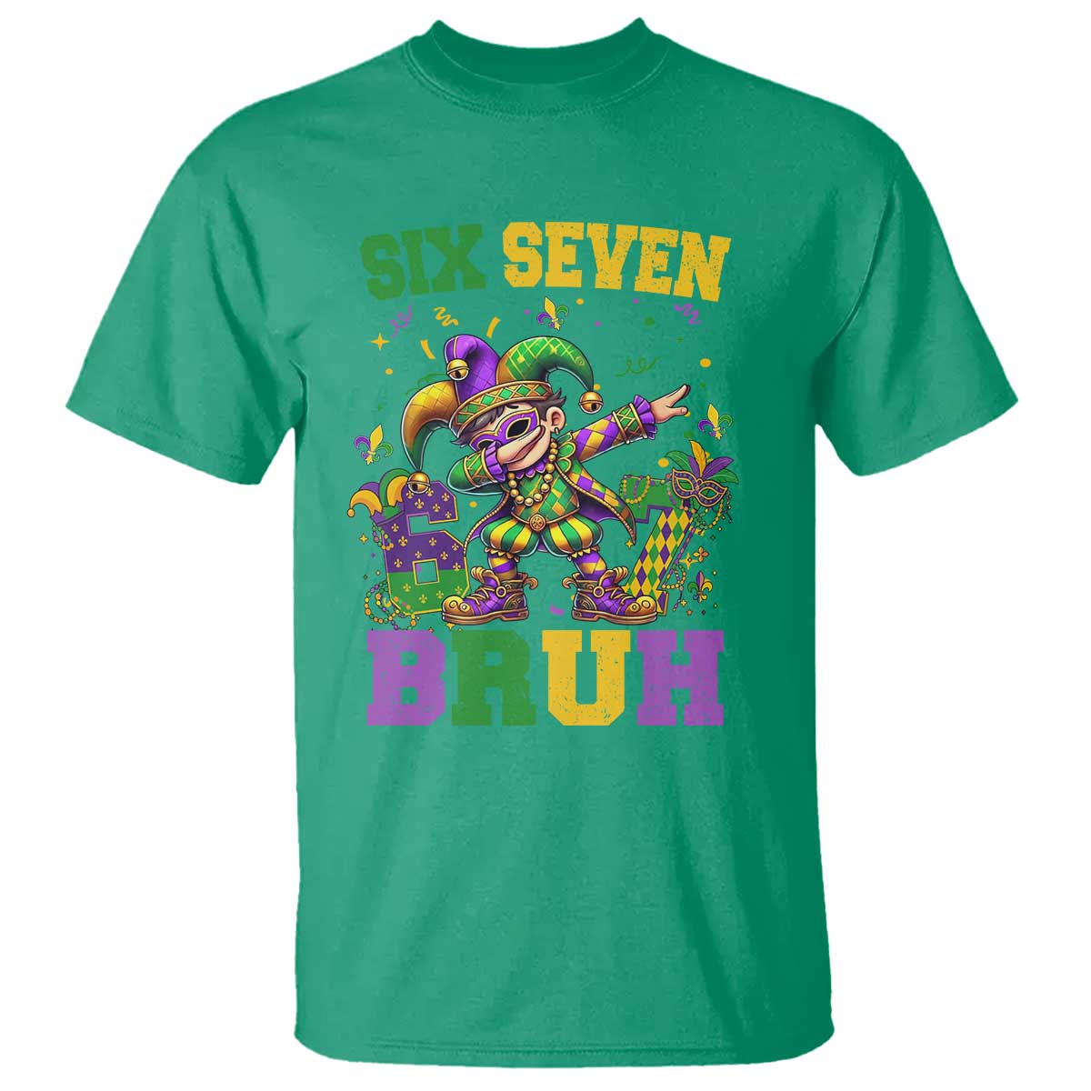 Funny 67 Mardi Gras T Shirt Six Seven Bruh Dabbing Jester