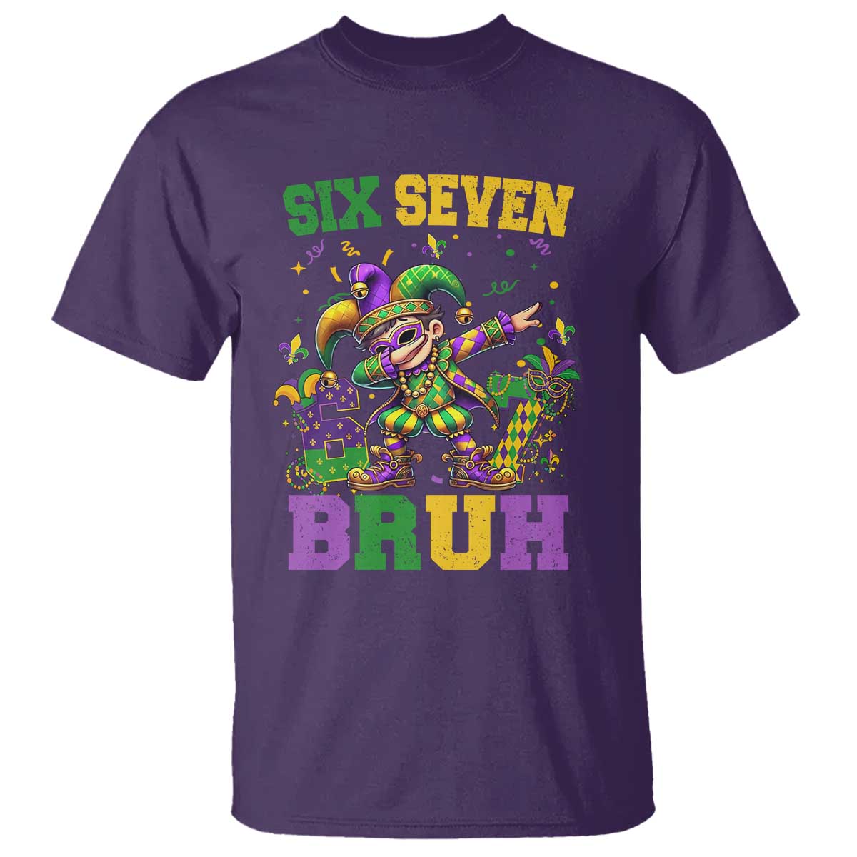 Funny 67 Mardi Gras T Shirt Six Seven Bruh Dabbing Jester