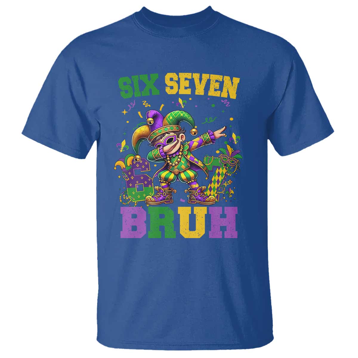 Funny 67 Mardi Gras T Shirt Six Seven Bruh Dabbing Jester