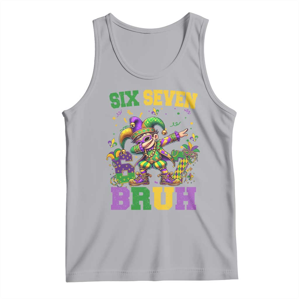 Funny 67 Mardi Gras Tank Top Six Seven Bruh Dabbing Jester