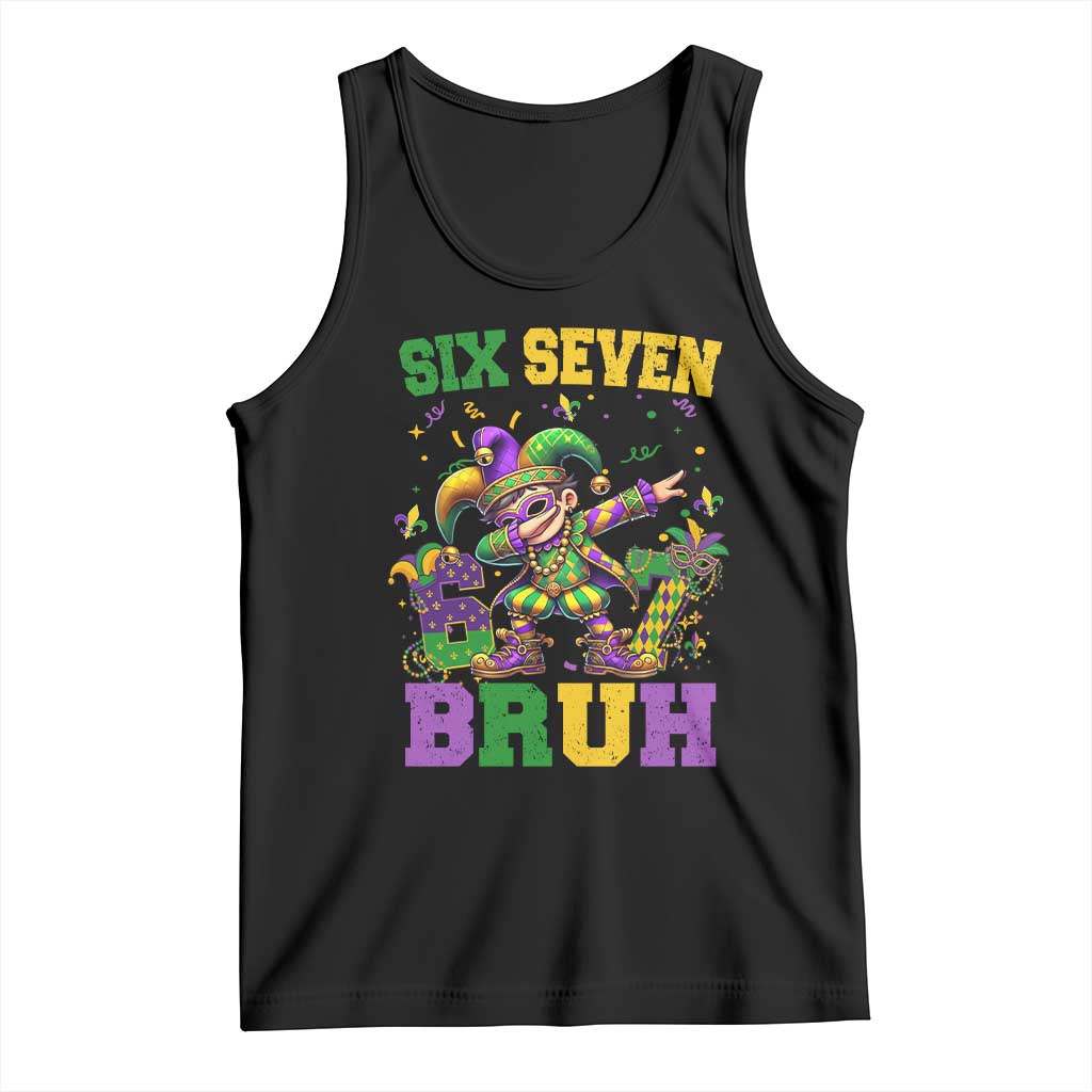 Funny 67 Mardi Gras Tank Top Six Seven Bruh Dabbing Jester