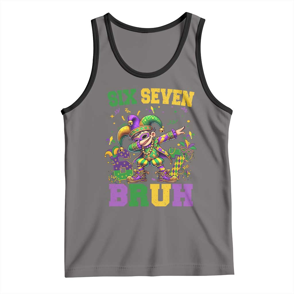 Funny 67 Mardi Gras Tank Top Six Seven Bruh Dabbing Jester