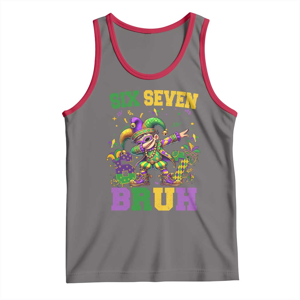 Funny 67 Mardi Gras Tank Top Six Seven Bruh Dabbing Jester