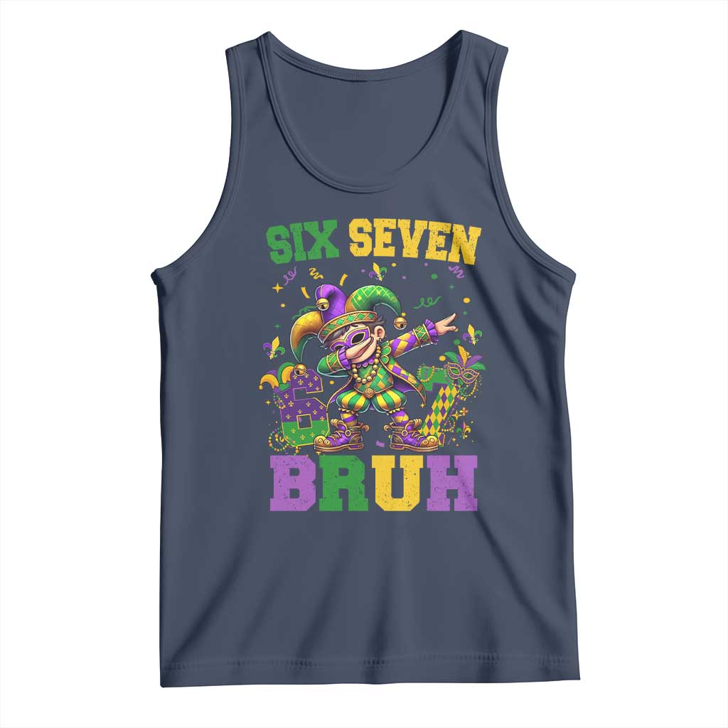 Funny 67 Mardi Gras Tank Top Six Seven Bruh Dabbing Jester