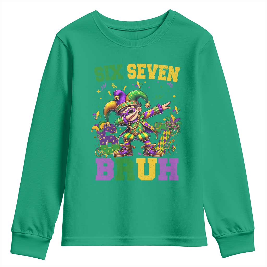 Funny 67 Mardi Gras Youth Sweatshirt Six Seven Bruh Dabbing Jester