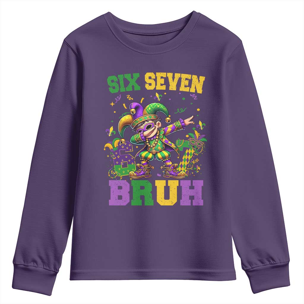 Funny 67 Mardi Gras Youth Sweatshirt Six Seven Bruh Dabbing Jester