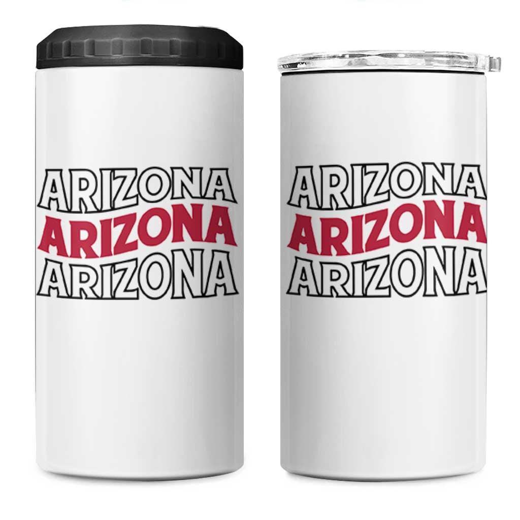 Retro Arizona Lover 4 in 1 Can Cooler Tumbler Groovy Typography Vintage 70s State