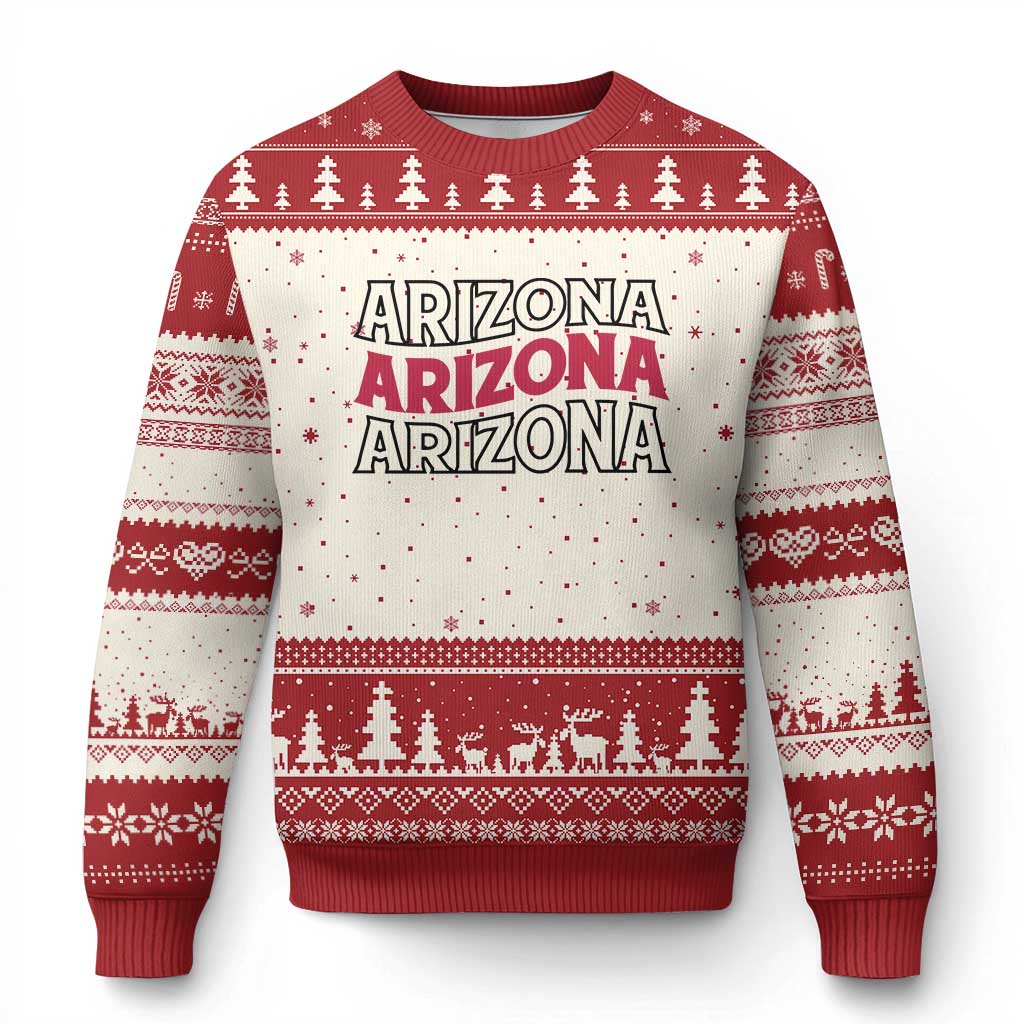 Retro Arizona Lover Ugly Christmas Sweater Groovy Typography Vintage 70s State