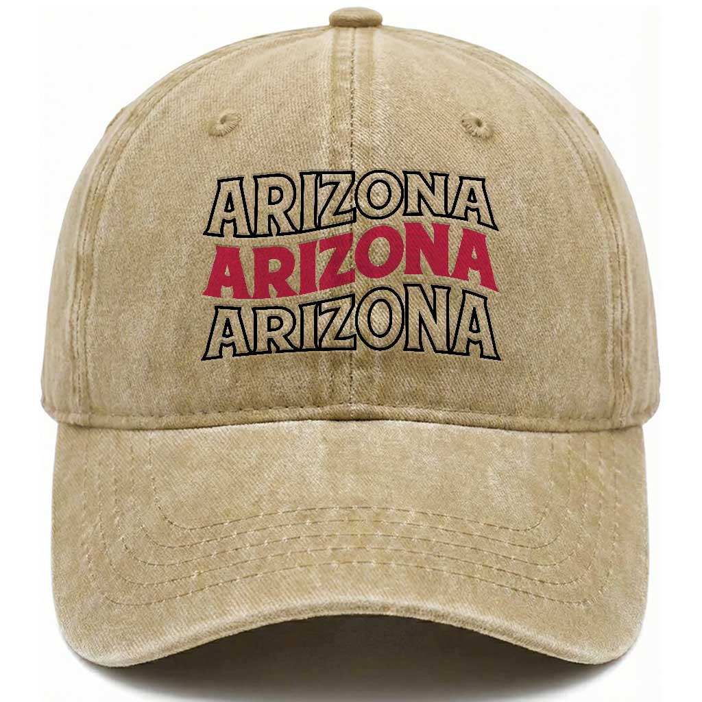 Retro Arizona Lover Washed Cotton Baseball Cap Groovy Typography Vintage 70s State