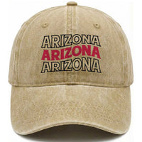 Retro Arizona Lover Washed Cotton Baseball Cap Groovy Typography Vintage 70s State