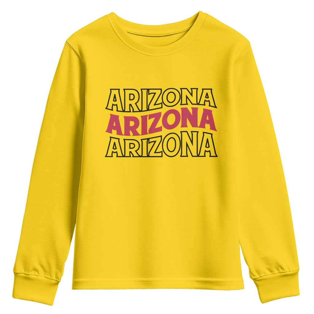 Retro Arizona Lover Youth Sweatshirt Groovy Typography Vintage 70s State