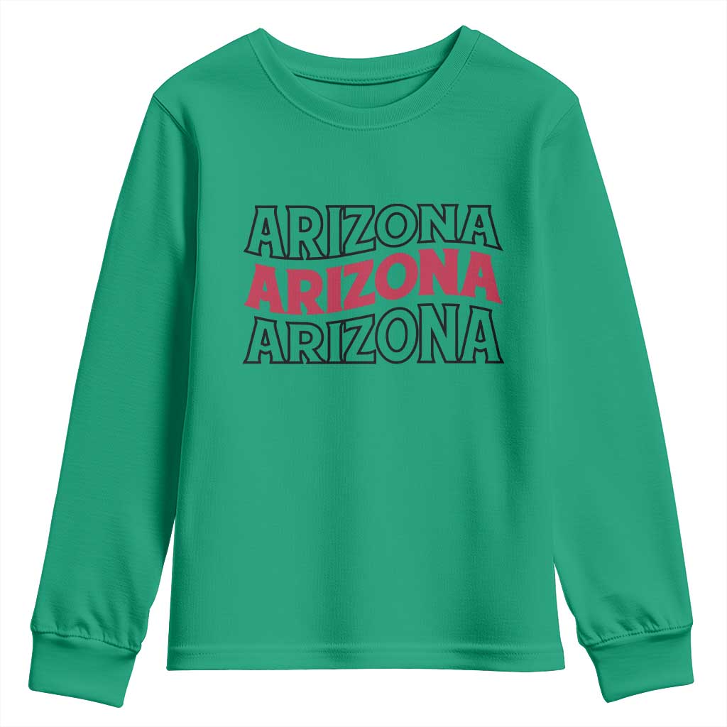 Retro Arizona Lover Youth Sweatshirt Groovy Typography Vintage 70s State