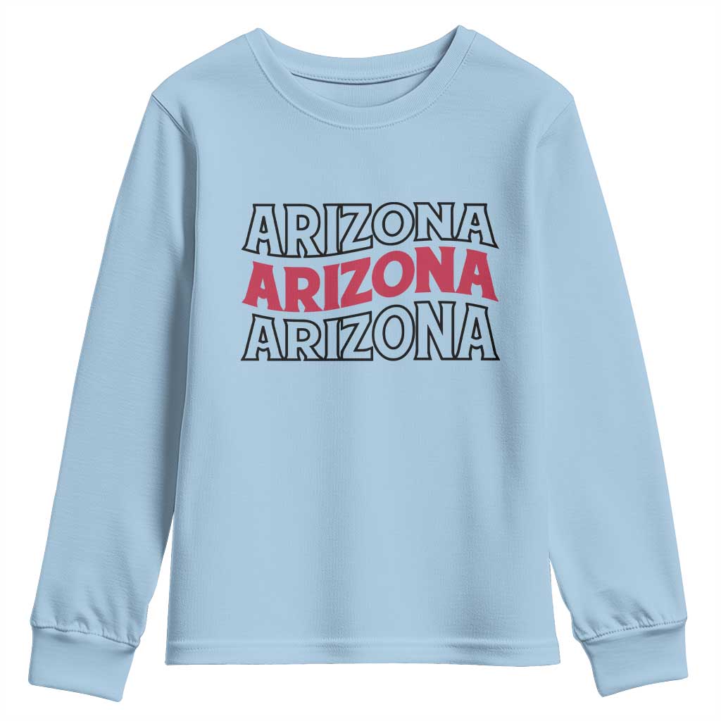 Retro Arizona Lover Youth Sweatshirt Groovy Typography Vintage 70s State