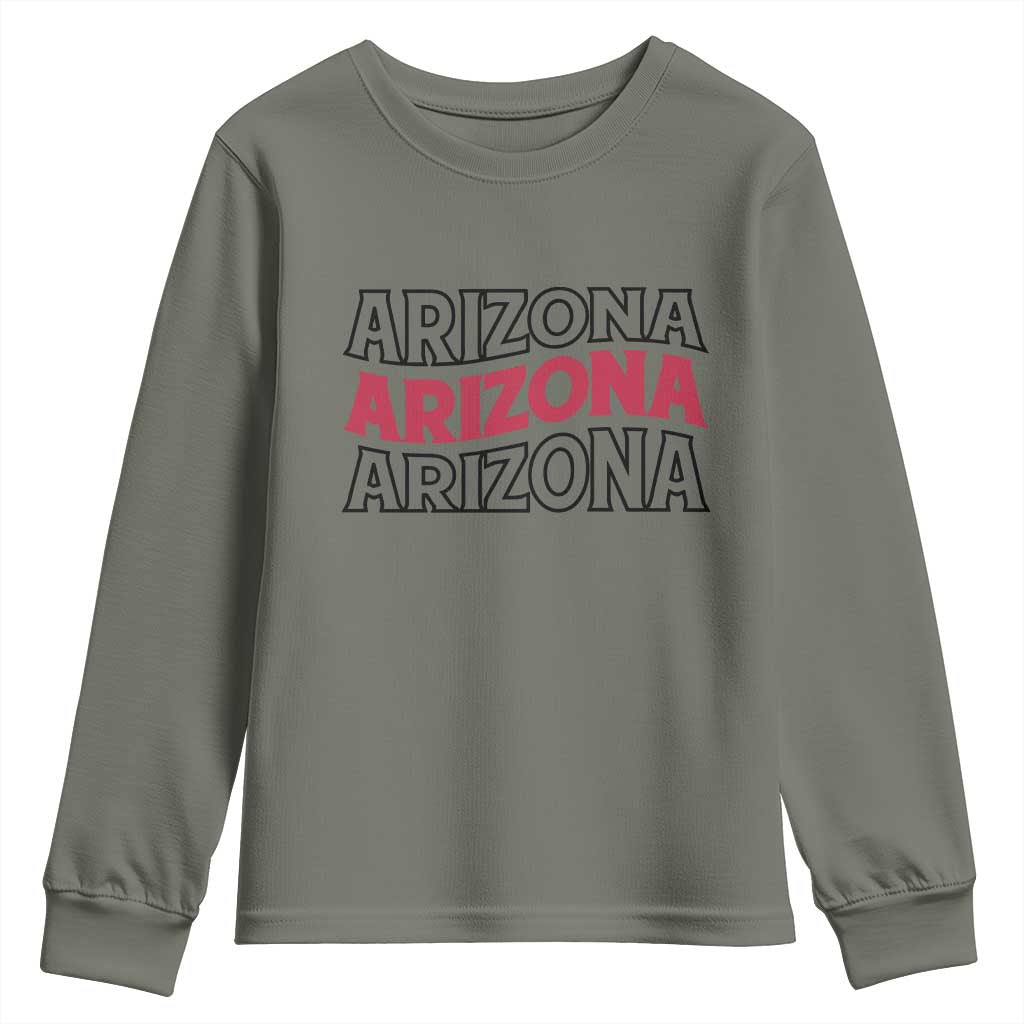 Retro Arizona Lover Youth Sweatshirt Groovy Typography Vintage 70s State