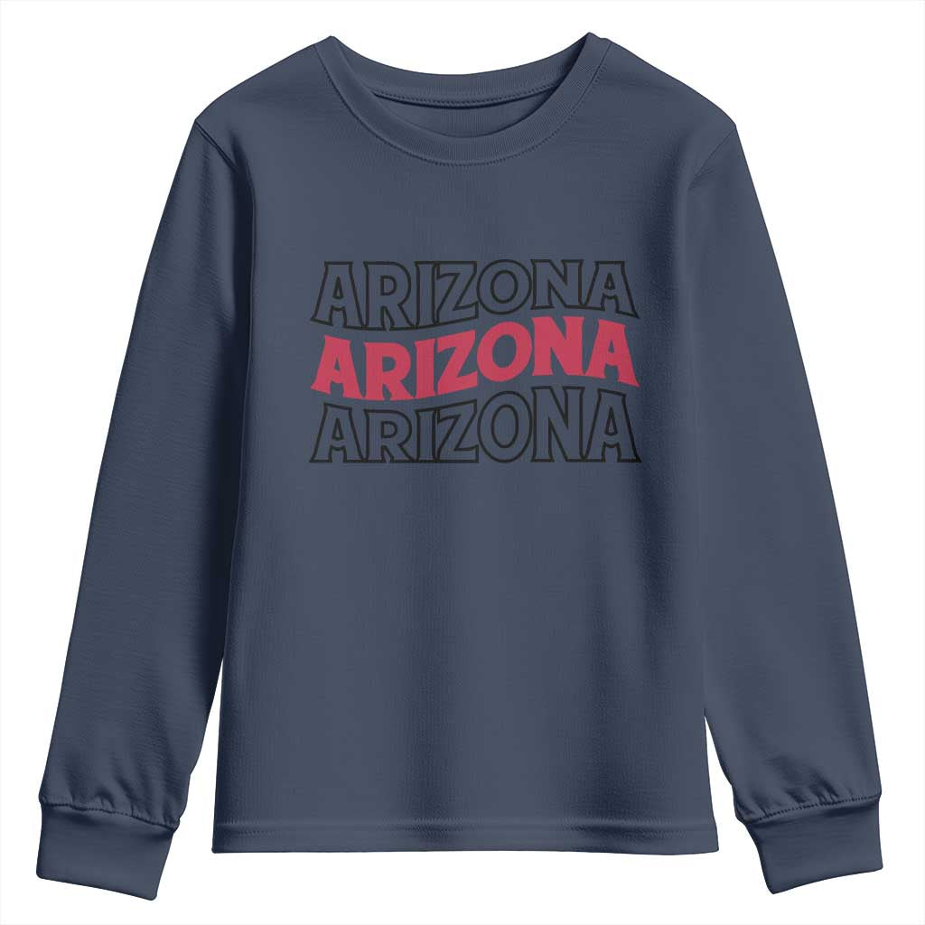Retro Arizona Lover Youth Sweatshirt Groovy Typography Vintage 70s State