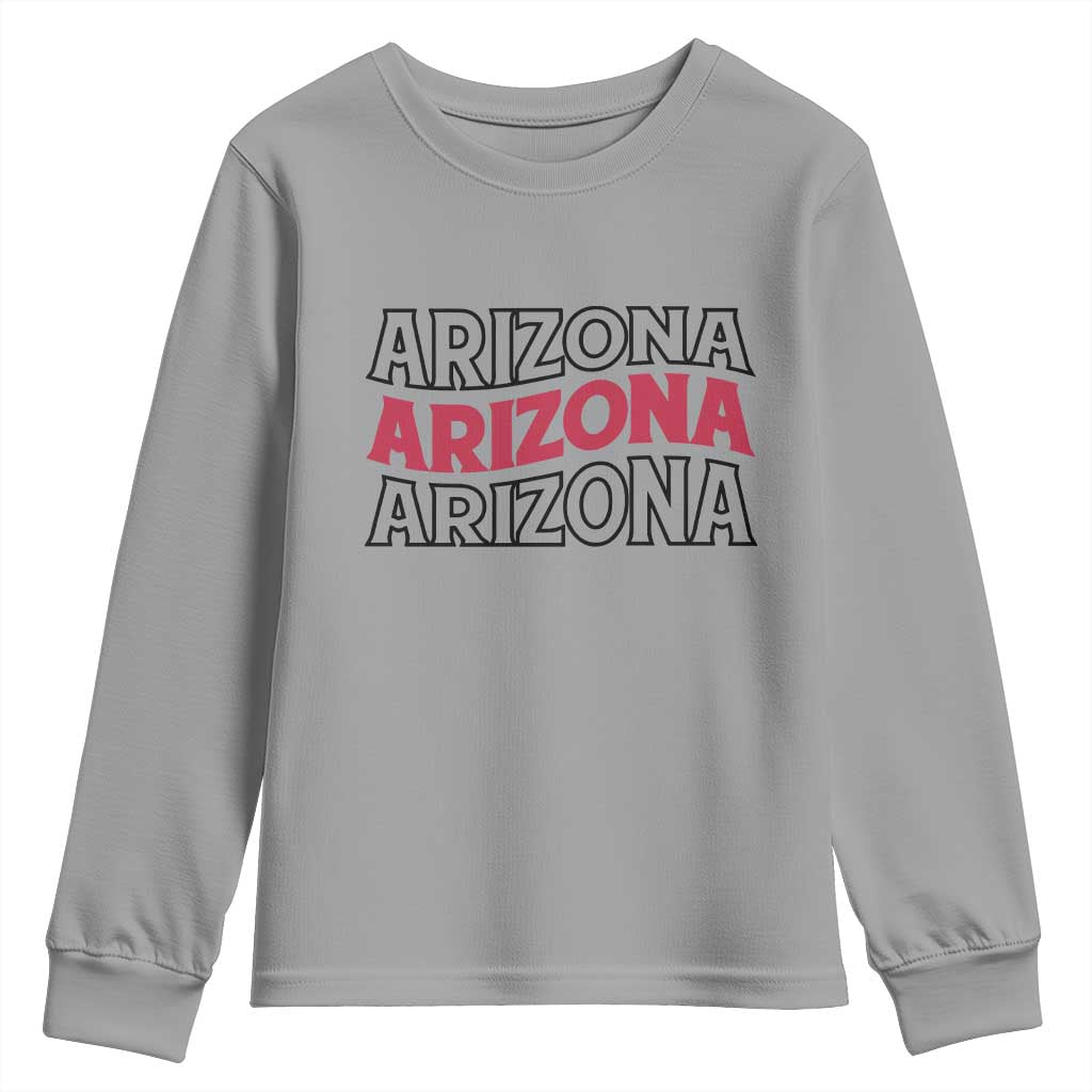 Retro Arizona Lover Youth Sweatshirt Groovy Typography Vintage 70s State