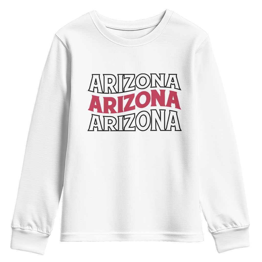Retro Arizona Lover Youth Sweatshirt Groovy Typography Vintage 70s State
