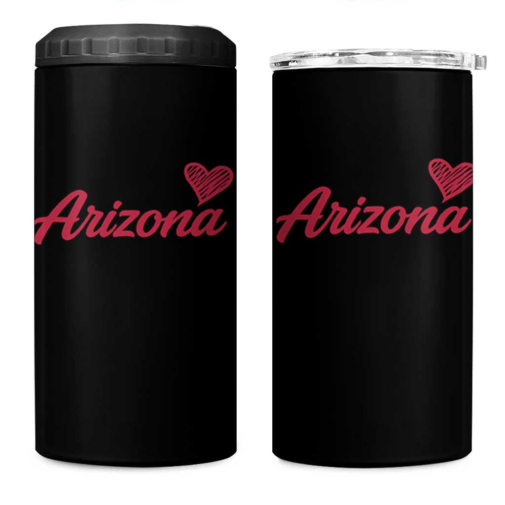 Arizona State Pride 4 in 1 Can Cooler Tumbler Clean Word Art Minimalist Graphic