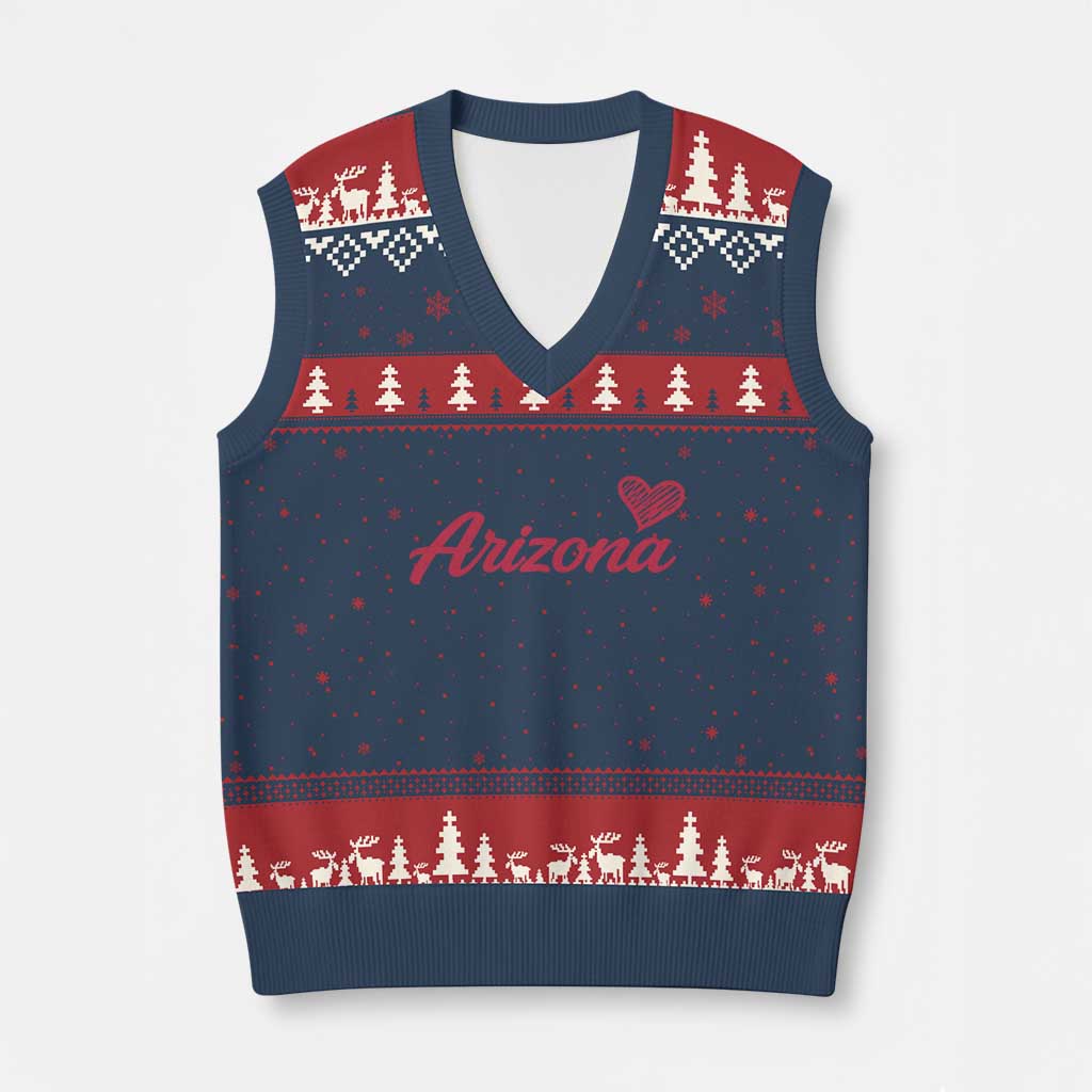 Arizona State Pride V-Neck Knit Sweater Vest Clean Word Art Minimalist Graphic