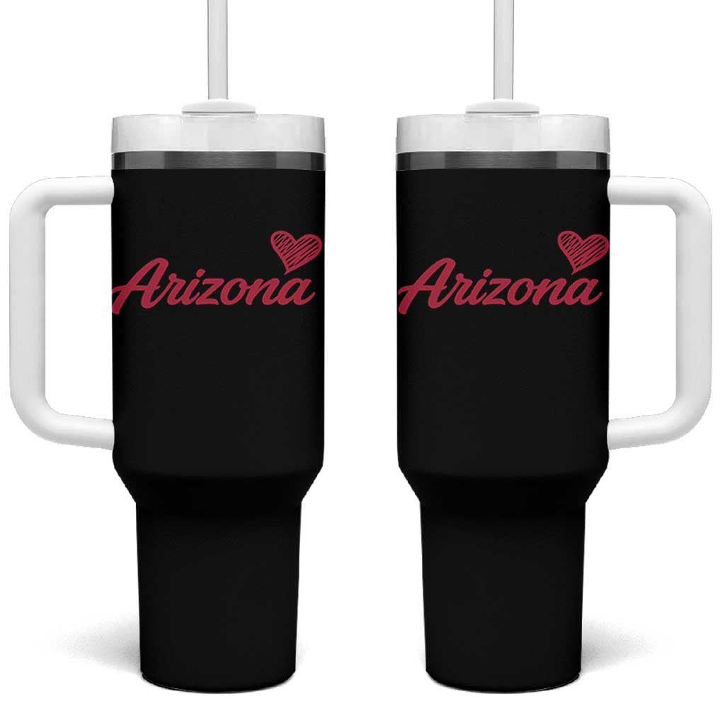 Arizona State Pride Tumbler With Handle Clean Word Art Minimalist Graphic
