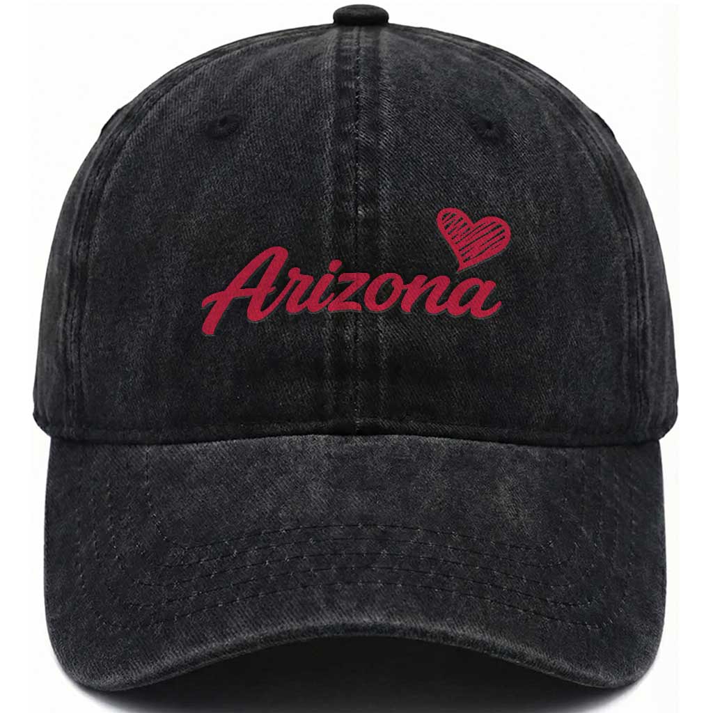 Arizona State Pride Washed Cotton Baseball Cap Clean Word Art Minimalist Graphic