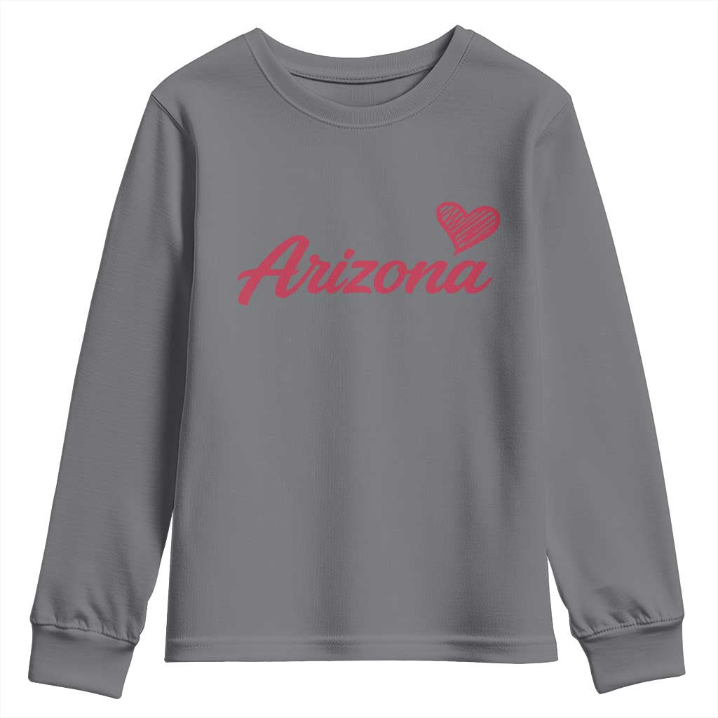 Arizona State Pride Youth Sweatshirt Clean Word Art Minimalist Graphic