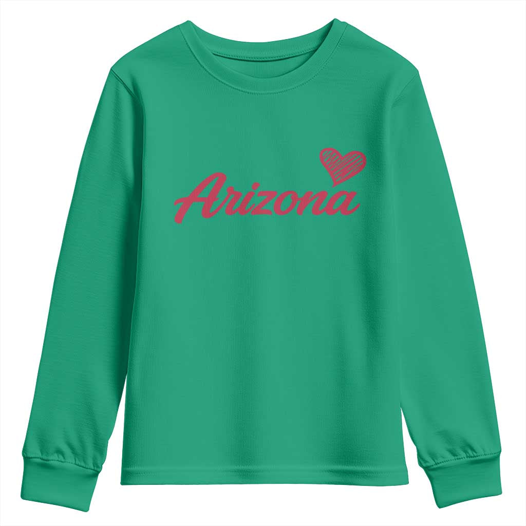 Arizona State Pride Youth Sweatshirt Clean Word Art Minimalist Graphic