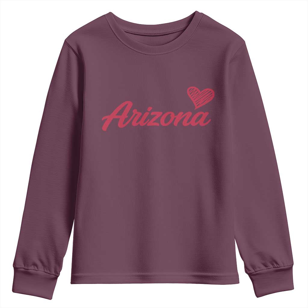 Arizona State Pride Youth Sweatshirt Clean Word Art Minimalist Graphic