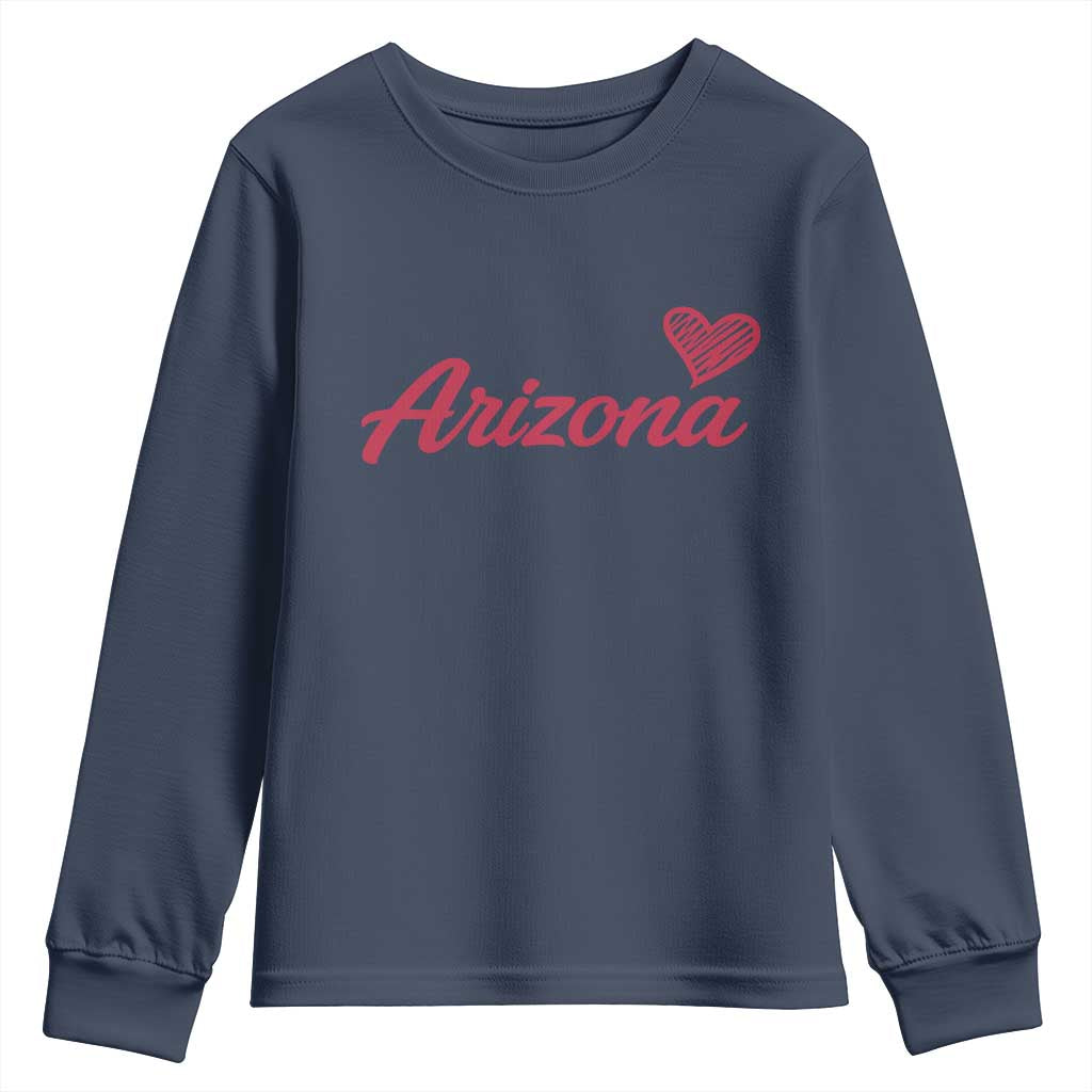 Arizona State Pride Youth Sweatshirt Clean Word Art Minimalist Graphic