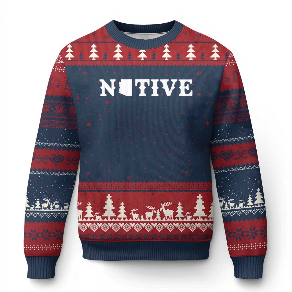 Local Arizona Native Ugly Christmas Sweater AZ State Map Pride Gift
